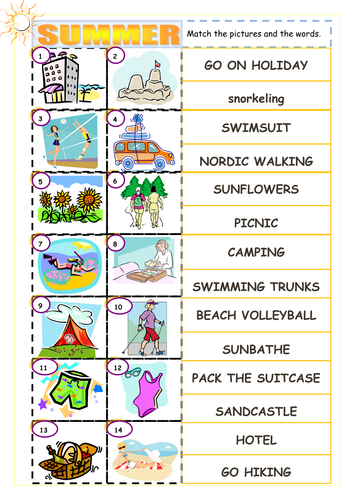 summer vocabulary teaching resources