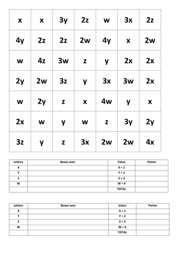 ALGEBRA BOXES