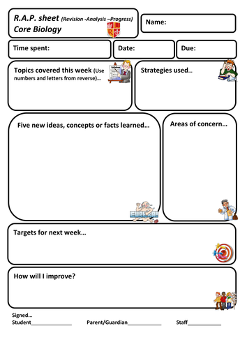 RAP sheets - KS4 science revision