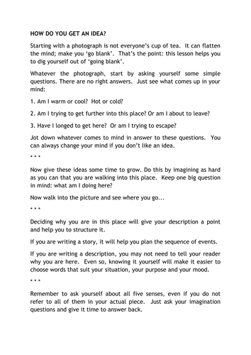 HOW DO YOU GET AN IDEA?