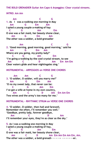 THE BOLD GRENADIER - TRADITIONAL BALLAD