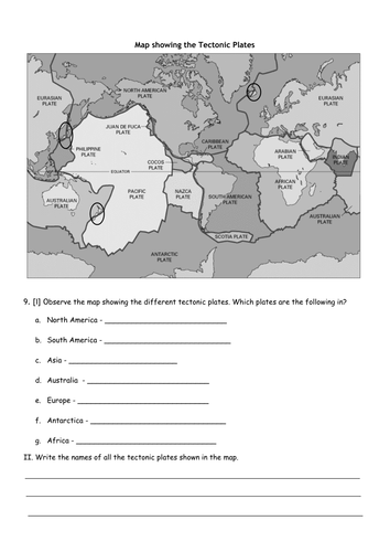 Tectonic Plates Worksheet by Lakshmi R. | Teaching Resources