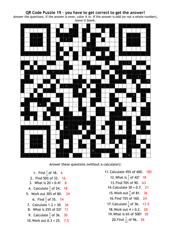 QR Code Puzzle 19 - FDP of a Number | Teaching Resources
