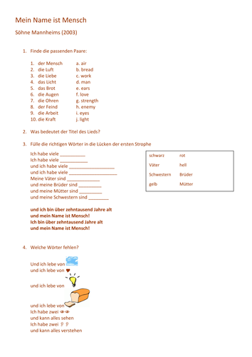Mein Name ist Mensch - Song