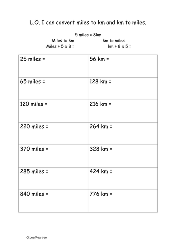 Converting miles to km and back