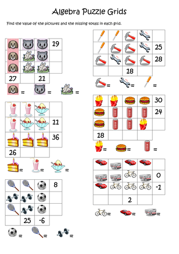 Algebra Puzzle Grids | Teaching Resources