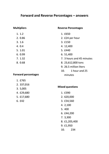 forward-and-reverse-percentages-worksheet-teaching-resources