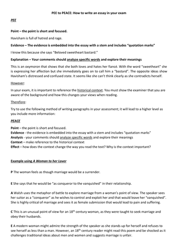 Moving Beyond PEE: PEACE Paragraphs