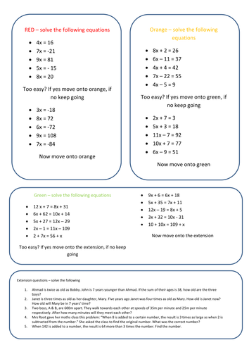 Differentiated solving equations