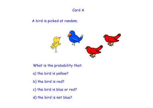 Probability (single event) question cards