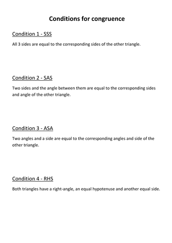 Conditions for congruence