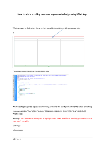 add scrolling marquee using html tags