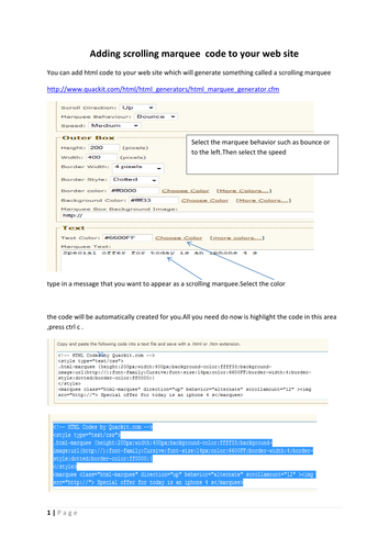 adding scrolling marquee to your web site