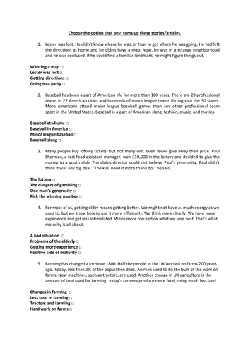 Writing a Summary Lessons