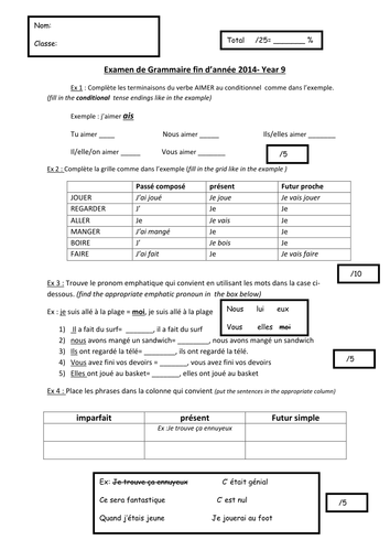 Grammar tests to go with Studio 3