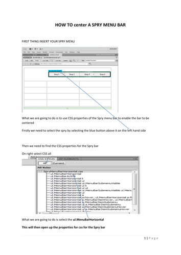 how to center a spry drop down in dreamweaver cs5