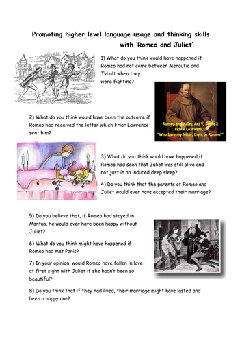 'What if?' starter for Romeo and Juliet.