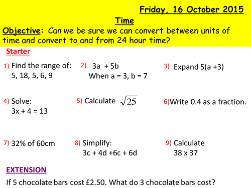 Converting time 24 hour time (level 4)