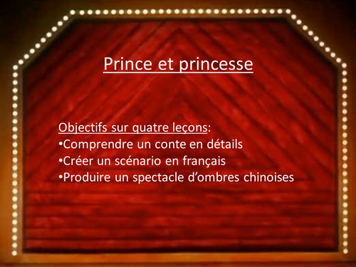 Short film study Year 7 "Prince et Princesse" Michel Ocelot