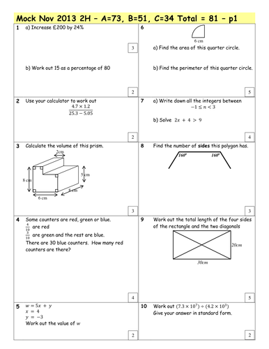 Calculator revision paper | Teaching Resources