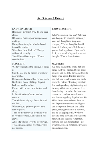 Year 9 Macbeth Scheme of Work - Lesson 12