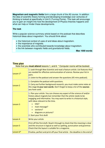 Magnetism: Writing a Popular Science Article