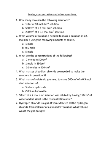Calculations questions