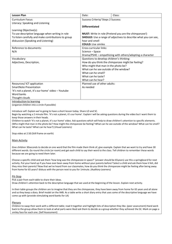 Awe and Wonder - Literacy Lesson