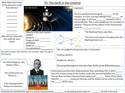 OCR 21C P1 Revision Placemat