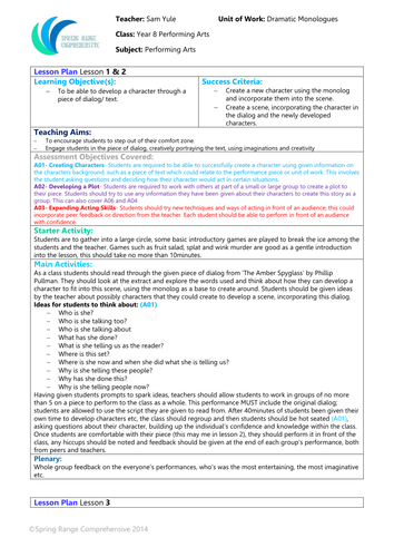 Dramatic Dialog Unit Planning