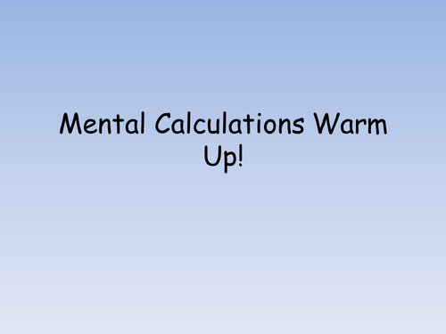 Mental Math Warm Up Worded Questions