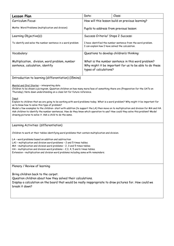 Multiplication and Division Word Problems | Teaching Resources