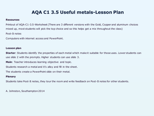 AQA-C1-3-Metals and their uses