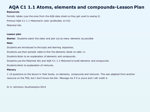 AQA-C1-1-Fundamental ideas