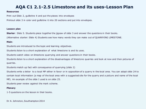 AQA-C1-2-Rocks and building materials