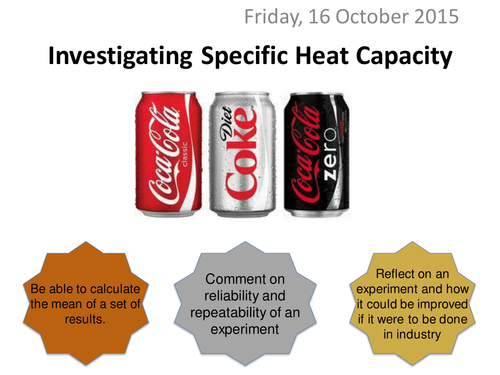 Specific Heat Capacity of  types of Coca-cola