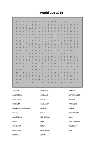 word cup finalists 2014 wordsearch