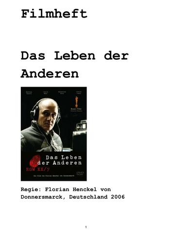 FILMHEFT Das Leben der Anderen