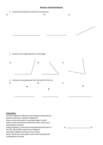 Bisectors and Perpendiculars | Teaching Resources