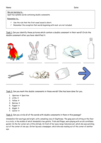 Double consonant words - worksheet by Katienorth1411 ...
