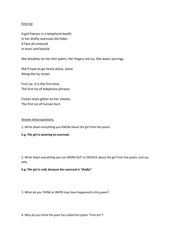 Year 7: Poetry SoW -  Lesson 1