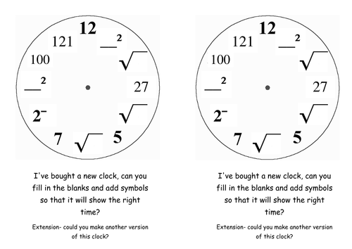 Printables Squares And Cubes Worksheet squares cubes and roots clock by drewsherratt teaching resources tes