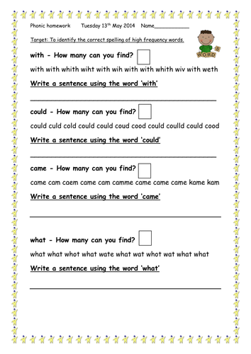 Spelling high frequency words