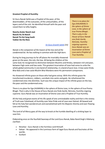 Sri Guru Nanak Dev Jee Lesson