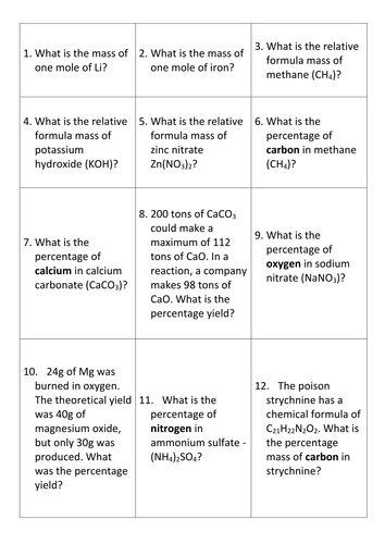 AQA C2 Calculations Revision