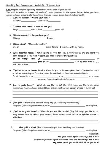 Speaking test prep - Mira 1 - Module 5 | Teaching Resources