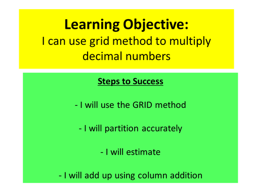 Multiplying decimals - Grid Method Ppt