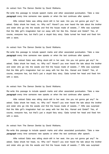 Demon Dentist adding speech marks