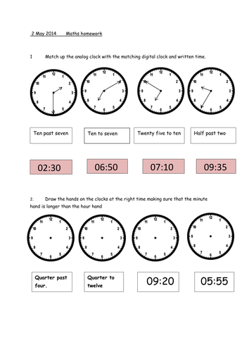 Tell the Time [Worksheets] by colgriff - Teaching Resources - TES