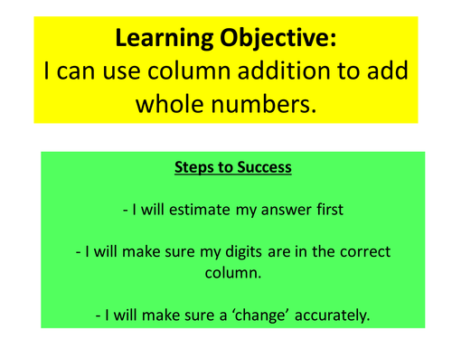 Column addition & subtraction PPTs - Inc. decimals